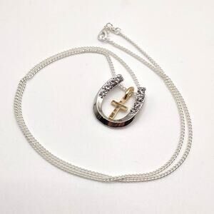 925 Sterling Silver Necklace Horseshoe Cross Gemstones Valentines Birthday Gift